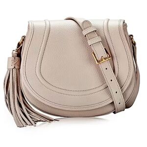 Gigi New York Jenni Beechwood Cream Taupe Beige Saddle Crossbody Bag